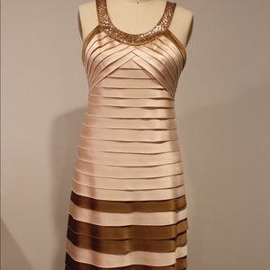 BCBG champagne!brown knee length party dress
